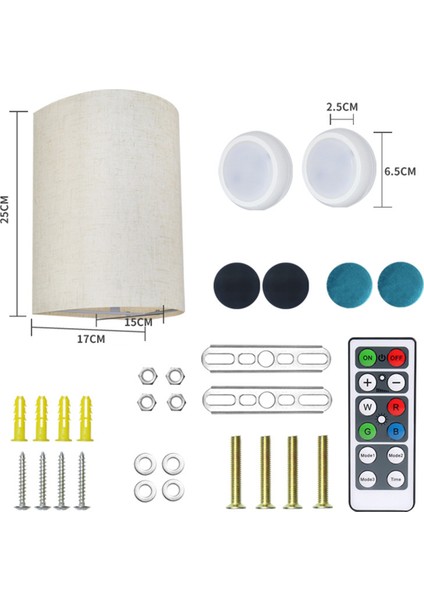 Şarj Edilebilir Duvar Aplik Manyetik Kablosuz Lamba Rgb Renkleri Kısılabilir Kumaş Keten Abajur ve Uzaktan Kumanda, Aydınlatma 2 Adet (Yurt Dışından) fırsatları