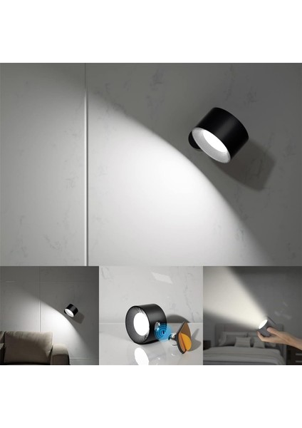 Iç Mekan Duvar Lambası, USB Şarj Edilebilir Pil Duvar Lambası, Sıcak/doğal/beyaz Işık, 3 Parlaklık Seviyesi, Dokunmatik Kontrol Siyah (Yurt Dışından) fiyatları