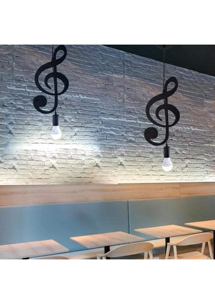 Kolye Işık, Demir Tavan Işık Müzik Notası Loft Stüdyo Mağaza Odası Yemek Salonu Için Asılı Işık Gölge Avize (C) (Yurt Dışından)