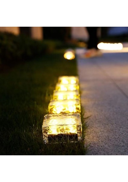 Adet Güneş Enerjili Cam Tuğla Işık Buz Küpleri Işıkları LED Peyzaj Işığı Noel Açık Hava Yolu Bahçe (Sıcak Beyaz) (Yurt Dışından) fiyatları