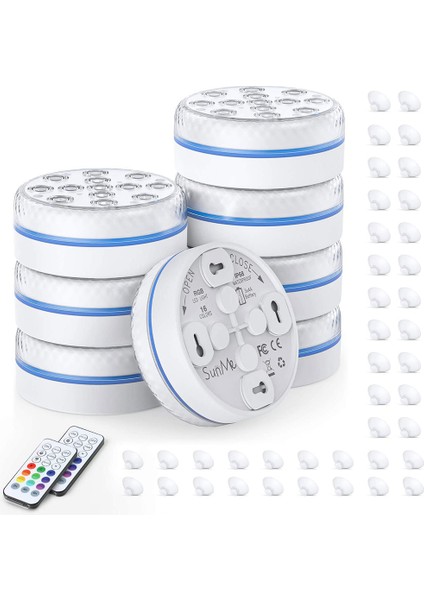 8 Paket Sualtı LED Havuz Işıkları Yer Üstü Havuzlar Için, Uzaktan Kumandalı Tam Su Geçirmez Gölet Işıkları Sualtı Renkli Işık (Yurt Dışından)