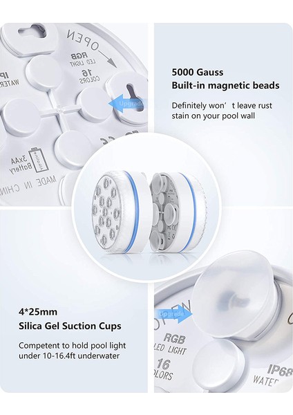 8 Paket Sualtı LED Havuz Işıkları Yer Üstü Havuzlar Için, Uzaktan Kumandalı Tam Su Geçirmez Gölet Işıkları Sualtı Renkli Işık (Yurt Dışından)