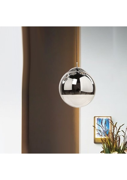 Modern Kolye Işıkları Gümüş Ayna Topu Hanglamp Cam LED Lamba Mutfak Oturma Odası Yatak Odası Süspansiyon Armatür (25 Cm) (Yurt Dışından) fiyatları