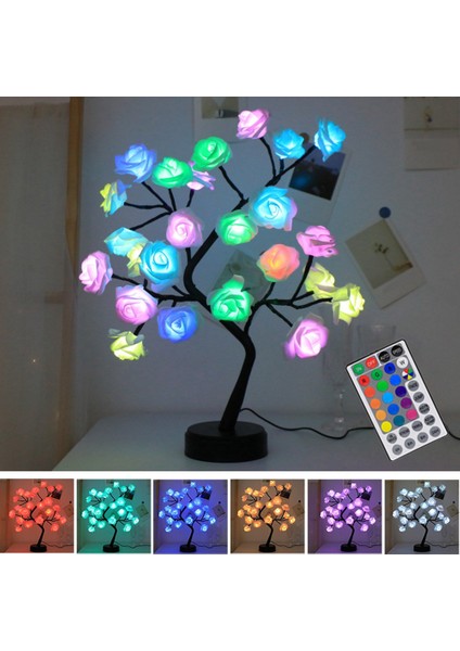 24 LED Güller Çiçek Ağacı Işıkları Rgb 17 Renk Lamba Anneler Günü Gece Lambası Ev Partisi Noel Düğün Dekorasyon (Yurt Dışından) modelleri