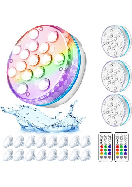 Uzaktan Kumandalı Sualtı LED Işıkları, Havuz Işıkları Su Geçirmez 15 LED Boncuk 16 Rgb Renk, Sualtı LED Işıkları-4 Paket (Yurt Dışından) fiyatları