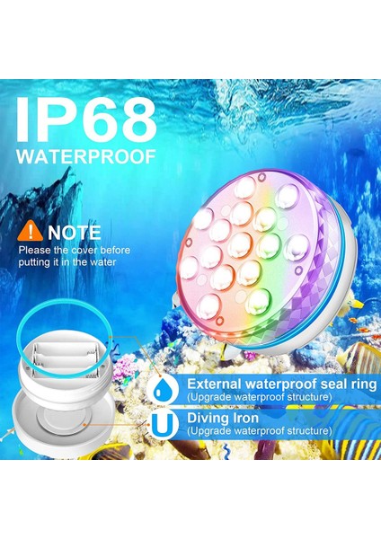 Uzaktan Kumandalı Sualtı LED Işıkları, Havuz Işıkları Su Geçirmez 15 LED Boncuk 16 Rgb Renk, Sualtı LED Işıkları-4 Paket (Yurt Dışından) modelleri