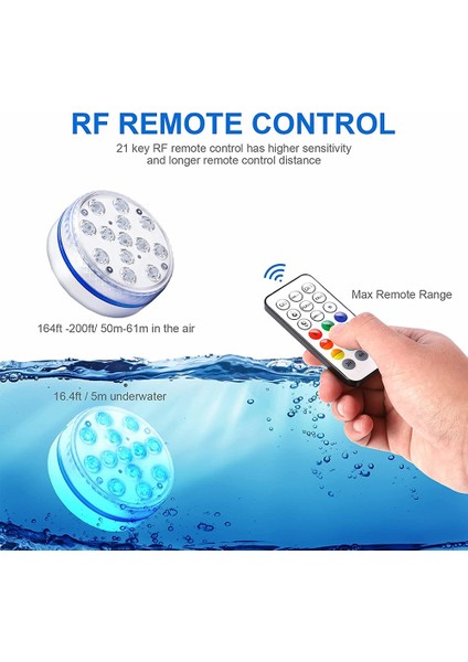 Yer Üstü Havuzlar Için Sualtı LED Havuz Işıkları, Uzaktan Kumandalı Su Geçirmez Duş Işıkları Yer Altı Havuz Işığı B (Yurt Dışından) fiyatları