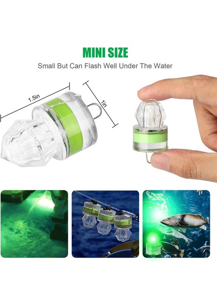 10 Adet Mini LED Su Geçirmez Balıkçılık Yemi Işığı Kalamar Balıkçılık Yemleri Yem Derin Damla Sualtı Balık Yemi Lambası, Yeşil (Yurt Dışından)