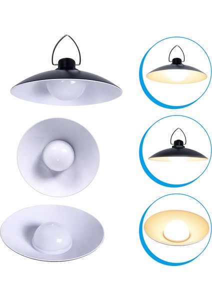 Güneş Enerjili Taşınabilir Kamp Lambası Açık Hava Güneş Enerjili LED Ampul Şarj Edilebilir Acil Durum Lambası Tek Kafa Sıcak Beyaz 15W (Yurt Dışından)