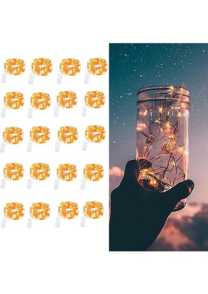 20 Paket LED Peri Işıkları Pille Çalışan, 3.3ft 20 LED Bakır Tel Sıcak Beyaz Ateşböceği Kavanoz Işıkları, Su Geçirmez Işıklar (Yurt Dışından) modelleri