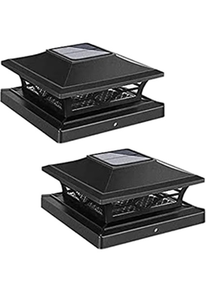 Güneş Enerjili Direk Başlığı Işıkları Açık Güverte Çit Direk Işığı 3.5x3.5 5.5x5.5 Ahşap Vinil Direkler Patio Bahçe Dekoru Siyah 2 Adet (Yurt Dışından)