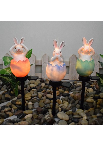Bunny Solar Bahçe Kazık Işıkları Paskalya Yol Lambası Su Geçirmez Dekorasyon Açık Hava Veranda Bahçe Çimler Avlu Dekor-B (Yurt Dışından) modelleri