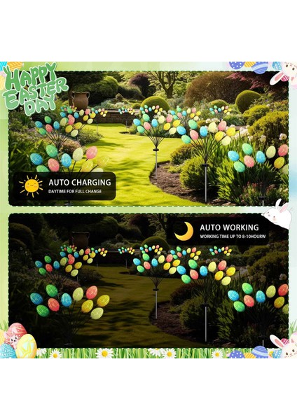 Paskalya Dekorasyonları Için 2 Paket 10 LED Paskalya Yumurtaları, Paskalya Dekor Bahçe Işıkları Dekoratif Güneş Enerjili Işıklar, Dinozor Yumurta Işıkları (Yurt Dışından) modelleri