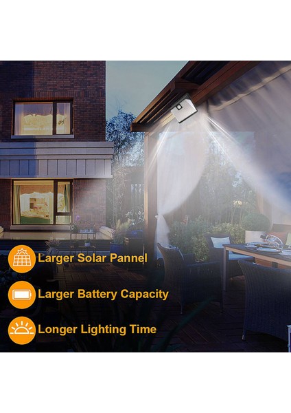 260LED Güneş Enerjili Dış Duvar Lambası Hareket Sensörü Açık Bahçe Lambası IP65 Su Geçirmez Üç Mod 180 Derece Geniş Açı (Yurt Dışından)