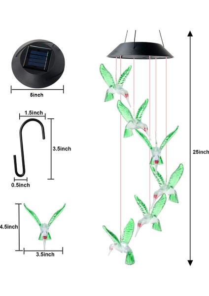 LED Güneş Rüzgar Ahenge Lambası Kuş Rüzgar Ahenge Lamba Kolye Rüzgar Ahenge Dekoratif Lamba Renk Değiştiren Lamba Güneş Lambası (Yurt Dışından) fiyatları