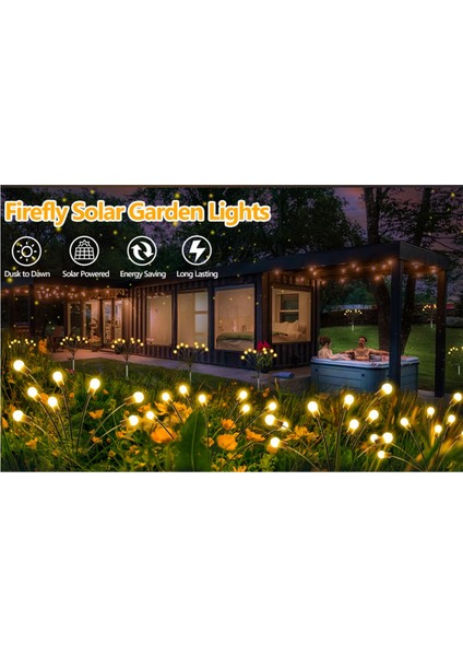 4 Adet Güneş Enerjili Ateş Böceği Işıkları, Bahçe Işıkları, Açık Hava Su Geçirmez Çim Işıkları, Bahçe Peyzaj Dekorasyonu (Sıcak Işıklar) (Yurt Dışından) fiyatları