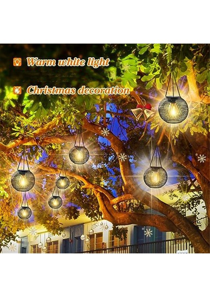 2 Adet Güneş Enerjili Fenerler Dış Mekan Için Dekoratif Dış Mekan Asılı Işıklar Cadılar Bayramı Noel Için (Yurt Dışından)