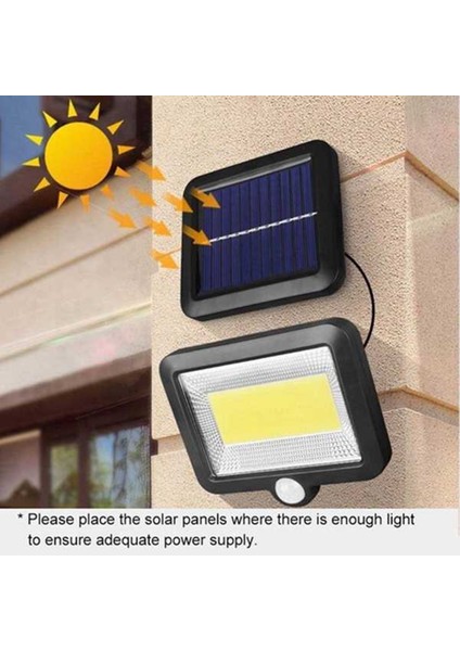 100 LED Cob Su Geçirmez IP65 Süper Parlak Güneş Enerjili Hareket Sensörü Sensörlü Işık Duvar Lambası Bahçe Açık Yüksek Parlaklık Işık (Yurt Dışından)