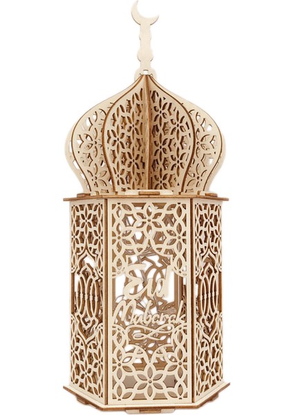 Ahşap Kendin Yap Saray LED Gece Lambası Eid Muak Dekorasyon Süsü Müslüman Ahşap Fener Ramazan Dekorasyonu 1 (Yurt Dışından)