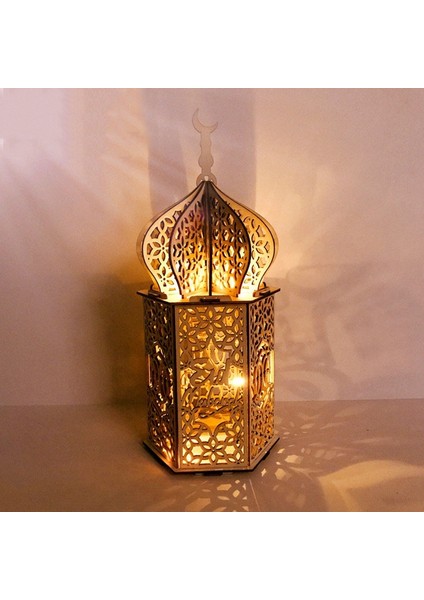 Ahşap Kendin Yap Saray LED Gece Lambası Eid Muak Dekorasyon Süsü Müslüman Ahşap Fener Ramazan Dekorasyonu 1 (Yurt Dışından)