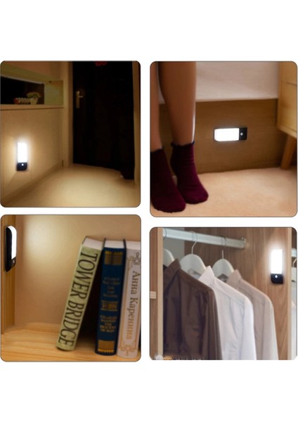 2 Adet 12 LED USB Şarj Edilebilir Pir Hareket Indüksiyon Sensörü Dolap Gece Lambası (Yurt Dışından)