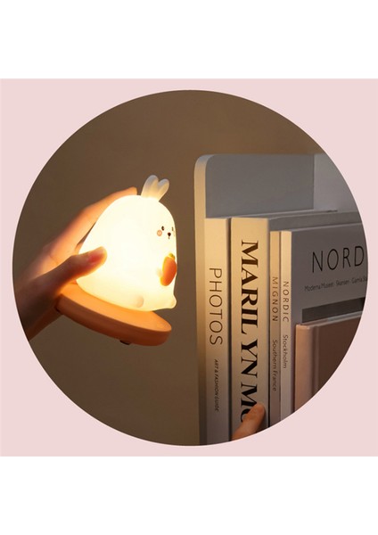 Yatak Odası Gece Lambası Çocuklar Için Sevimli Hayvan Domuz Tavşan LED Silikon Lamba Dokunmatik Sensör Kısılabilir Şarj Edilebilir, Tavşan (Yurt Dışından)