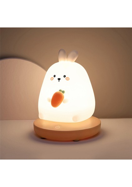 Yatak Odası Gece Lambası Çocuklar Için Sevimli Hayvan Domuz Tavşan LED Silikon Lamba Dokunmatik Sensör Kısılabilir Şarj Edilebilir, Tavşan (Yurt Dışından) modelleri