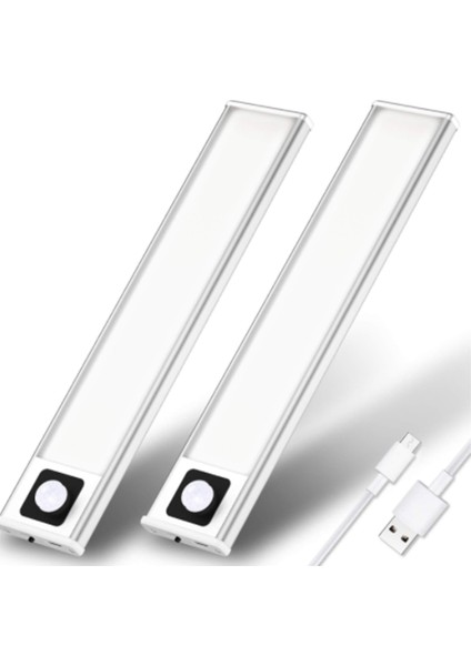2 LED Iç Mekan Hareket Sensörlü Işık, Şarj Edilebilir, Usb, Ultra Ince, Kablosuz, Pille Çalışan (Yurt Dışından)