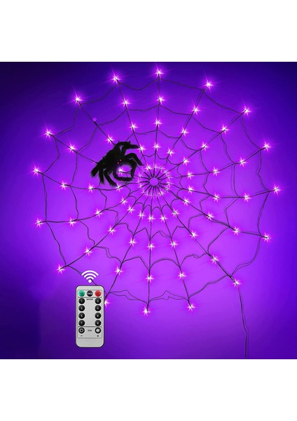 Cadılar Bayramı Süslemeleri Işık 5ft Örümcek Ağı Işıkları, 70 LED 8 Mod Su Geçirmez Mor Işık (Yurt Dışından)