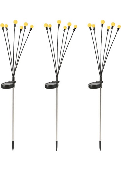 Güneş Enerjili Bahçe Işıkları - 3'lü Paket 12 LED Firefly Işıkları, Rüzgarla Sallanır, Su Geçirmez Güneş Enerjili (Yurt Dışından)