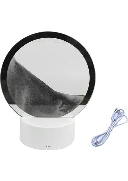 LED Rgb Kum Manzara Lambası Hareketli Kum Sanatı Gece Lambası 7 Renk Kum Saati Işık 3D Derin Deniz Ekran Dekorasyon Siyah (Yurt Dışından)