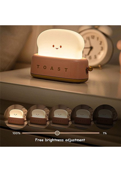 Sevimli Tost Gece Lambası, LED Gülümseme Ekmek Tost Gece Lambası, Şarj Edilebilir USB ve Zamanlayıcı, Gençler Için Doğum Günü Hediyeleri Yeşil (Yurt Dışından)