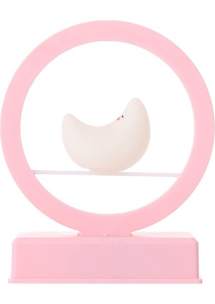 Bebekler Çocuklar Için Müzikli Gece Lambası LED Ay Lambası Doğum Günü Noel Hediyeleri Yatak Odası Başucu Dekoratif Masa Lambası Pembe (Yurt Dışından)