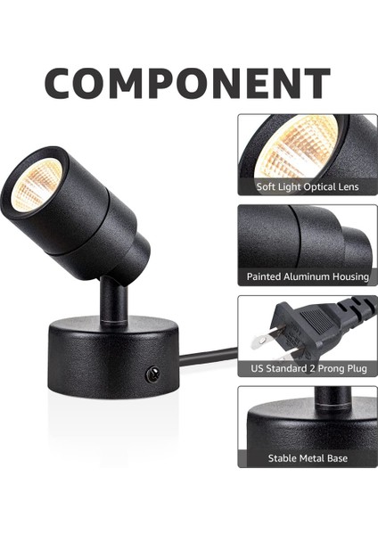 2 Paket LED Spot Işık Iç Mekan, 3W Yukarı Işık Iç Mekan Zemin Spot Işığı, 3000K Uplight Iç Mekan Vurgulu Aydınlatma Abd Tak (Yurt Dışından)