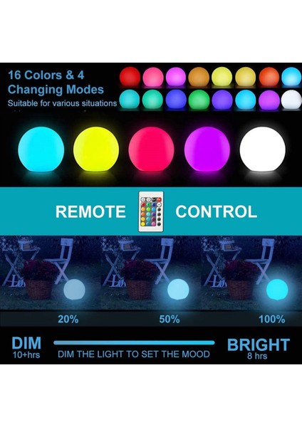 Uzaktan Kumandalı LED Kısılabilir Yüzen Havuz Işık Topu 16 Rgb Renk ve 4 Mod Şarj Edilebilir ve Su Geçirmez 25CM (Yurt Dışından)