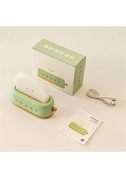 Sevimli Tost Gece Lambası, LED Gülümseme Ekmek Tost Gece Lambası, Şarj Edilebilir USB ve Zamanlayıcı, Gençler Için Doğum Günü Hediyeleri Yeşil (Yurt Dışından)