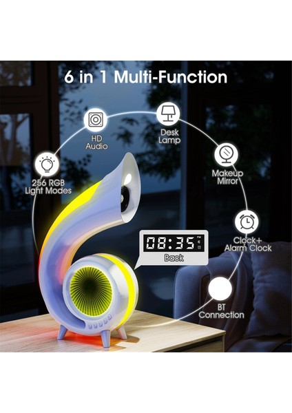 Mini Conch Kablosuz Atmosfer Lambası Aydınlatmayı Ayarlamak Için Dokunun Rbg Masaüstü Lambası Kablosuz Bluetooth Hoparlör Çalar Saat, A (Yurt Dışından)