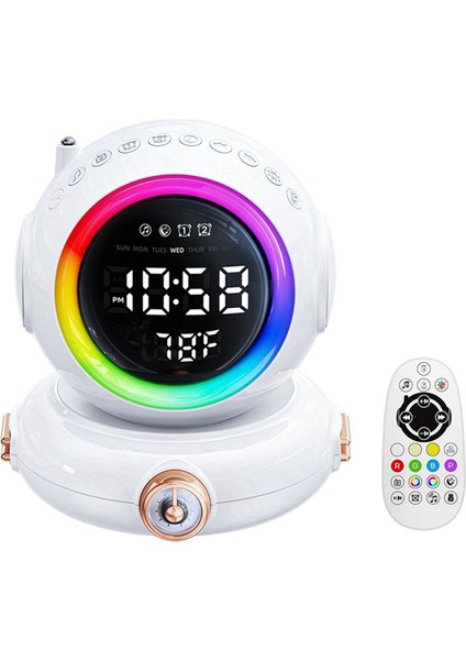 Uyanma Işığı Bluetooth Hoparlör Mini Fm Radyo Renkli Astronot Gece Lambası (Yurt Dışından)
