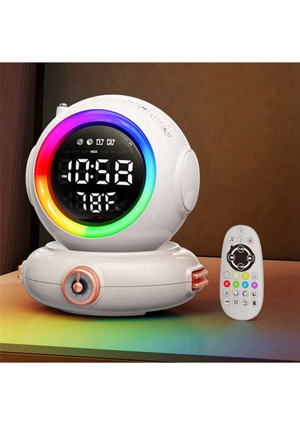 Uyanma Işığı Bluetooth Hoparlör Mini Fm Radyo Renkli Astronot Gece Lambası (Yurt Dışından)