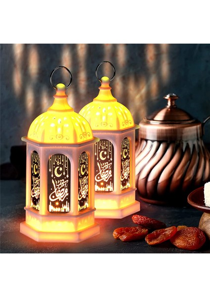 12 Adet Mini Ramazan Mum Müek Fener LED Eid Muak Fener Ay Yıldız Işıkları Fas Tarzı Asılı Fener B (Yurt Dışından)