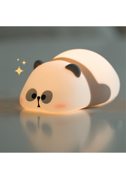 Panda Gece Lambası, Panda Hayvan Lambası Sıkılabilir Lamba, Oda Dekoru Için 3 Seviyeli Kısılabilir Silikon Dokunmatik Gece Lambası (Yurt Dışından)