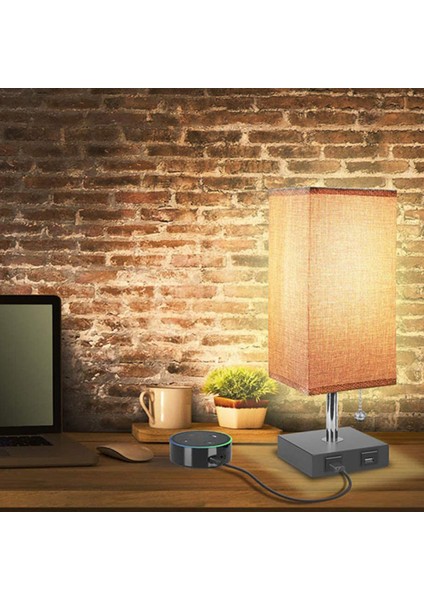 Masa Lambaları Dokunmatik Kısılabilir Başucu Lambası, USB Şarj Bağlantı Noktaları ve Ac Çıkışı ile Şarj Edilebilir Işık Masa Lambası Abd Tak (Yurt Dışından)