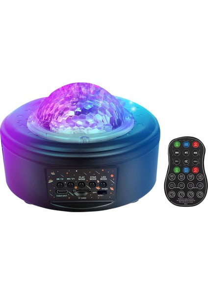 LED Gece Lambası Yıldız Projektörü, Bluetooth Hoparlör ve Uzaktan Kumanda, 10 Gezegen Projektörü ve Okyanus Dalgası Projektörü (Yurt Dışından)