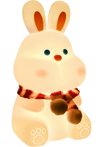 Sevimli Tavşan Çocuk Gece Lambası, Yumuşak Silikon ile 7 Renk Değiştirme Dokunun Kontrol Kawaii Lamba, Oda Dekoru, USB Şarj Edilebilir (Yurt Dışından)