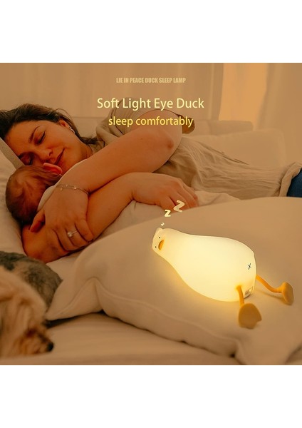 Yatan Ördek Gece Lambası, LED Ördek Lambası, Sevimli Işık Ördek, Silikon Kısılabilir Bebek Odası Gece Lambası (Yurt Dışından)