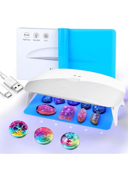 Reçine Uv Lambası, 48W Hızlı Kürlenen Uv/led Reçine Lambası, 30 Adet Çift Işık Kaynağı Lamba Boncuğu ile Uv Reçine Kiti (Yurt Dışından)