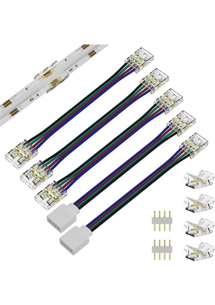 Cob Rgb LED Şerit Işıkları Için 10MM Konnektörler 4 Pin, Çift Uçlu Uzatma Konnektörleri 4 Pinli Fiş 5.5ın Uzatma Kablosu (Yurt Dışından)
