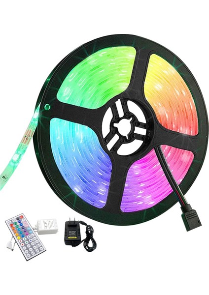 5m LED Işık Şeridi Su Geçirmez Olmayan 3528 Rgb 44 Anahtar Uzaktan Kumanda + Denetleyici + Yatak Odası Için Güç Adaptörü Abd Tak (Yurt Dışından)