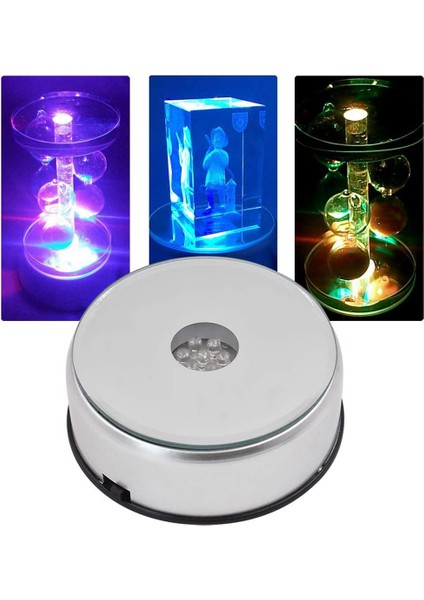 Kristal Cam Sanatı Için Ekran Döner Tabanı, 4 Inç 7 LED 7 Renkli Dönen Kristal Ekran Tabanı Standı Abd Fişi (Yurt Dışından)