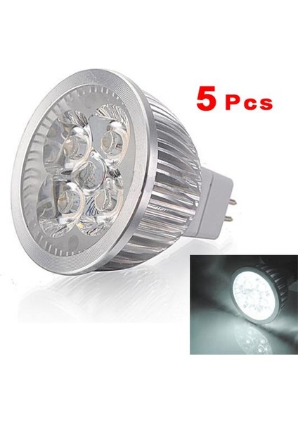 5x MR16 4W 4 LED Gün Beyazı Enerji Tasarruflu Spot Işığı Lamba Ampulü 12V Beyaz Işık (Yurt Dışından)